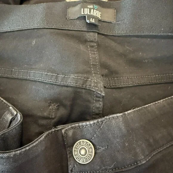 Plus Size Skinny Jeans Lularoe Elastic Waist Solid Black Stretch Size 24-26 - Picture 3 of 6